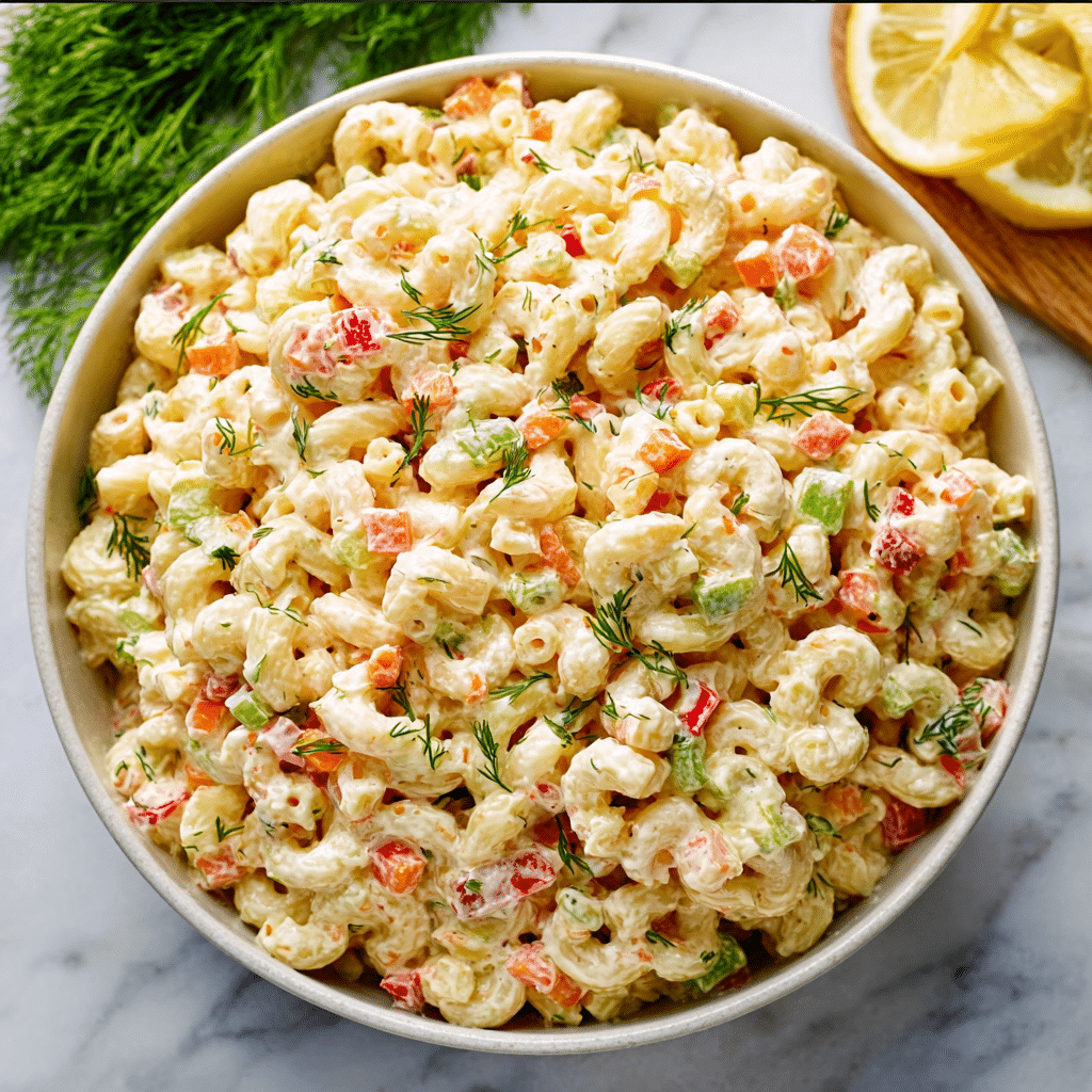 Creamy Macaroni Pasta Salad with Chicken Recipe - Recipe Image