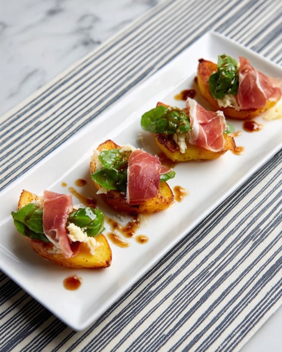 The image shows small appetizers placed on a dark textured slate board on a white marbled surface. Each appetizer has three layers: a thin slice of greenish-white pear with a smooth texture forms the base, topped with a layer of soft, creamy cheese mixed with herbs inside, and wrapped around by a thin, translucent layer of pinkish-brown cured meat. A toothpick pierces through each piece to hold it together. In the background, some green and red apples are slightly blurred. Photo taken with an iphone --ar 4:5 --v 7