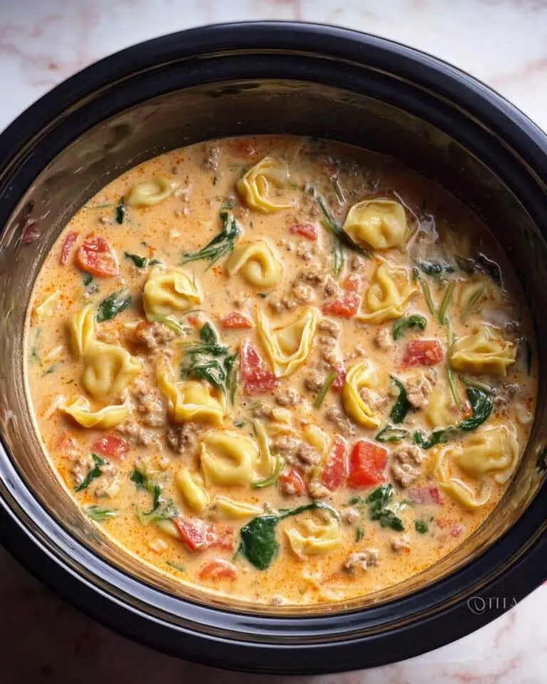 Easy Crockpot Sausage & Tortellini Soup Recipe