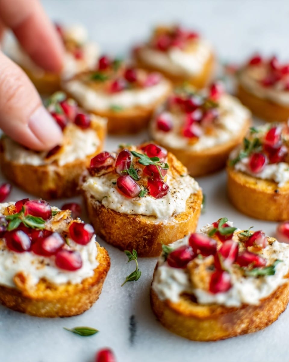 The image shows six round slices of roasted sweet potato placed on a white plate with a white marbled surface in the background. Each sweet potato slice has two layers: the bottom layer is the bright orange roasted sweet potato with a slightly crispy edge, and the top layer is a creamy, light-colored cheese mixture or spread. On top of the cheese, there are small walnut pieces and red dried cranberries scattered unevenly on each slice. A woman's hand is reaching from the right side, about to pick up one of the sweet potato rounds. The photo taken with an iphone --ar 4:5 --v 7