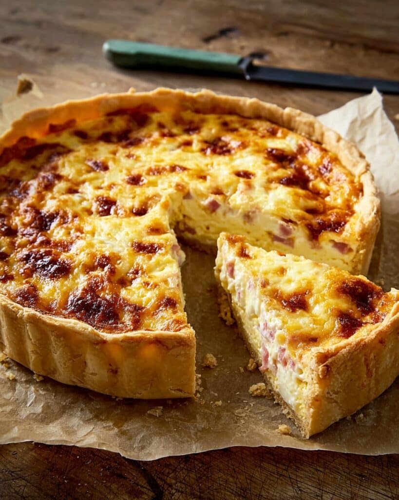 Classic French Quiche Lorraine with Bacon, Swiss Cheese, and Cream Recipe