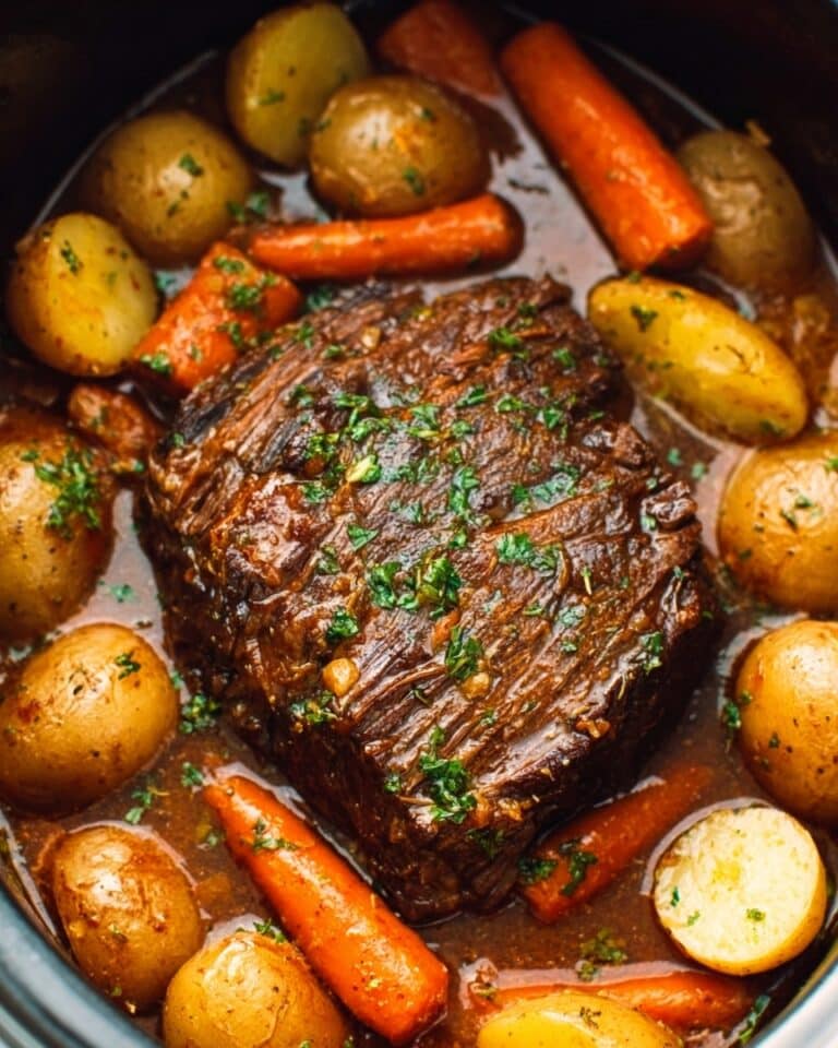 Crock Pot Pot Roast with Gravy and Veggies Recipe