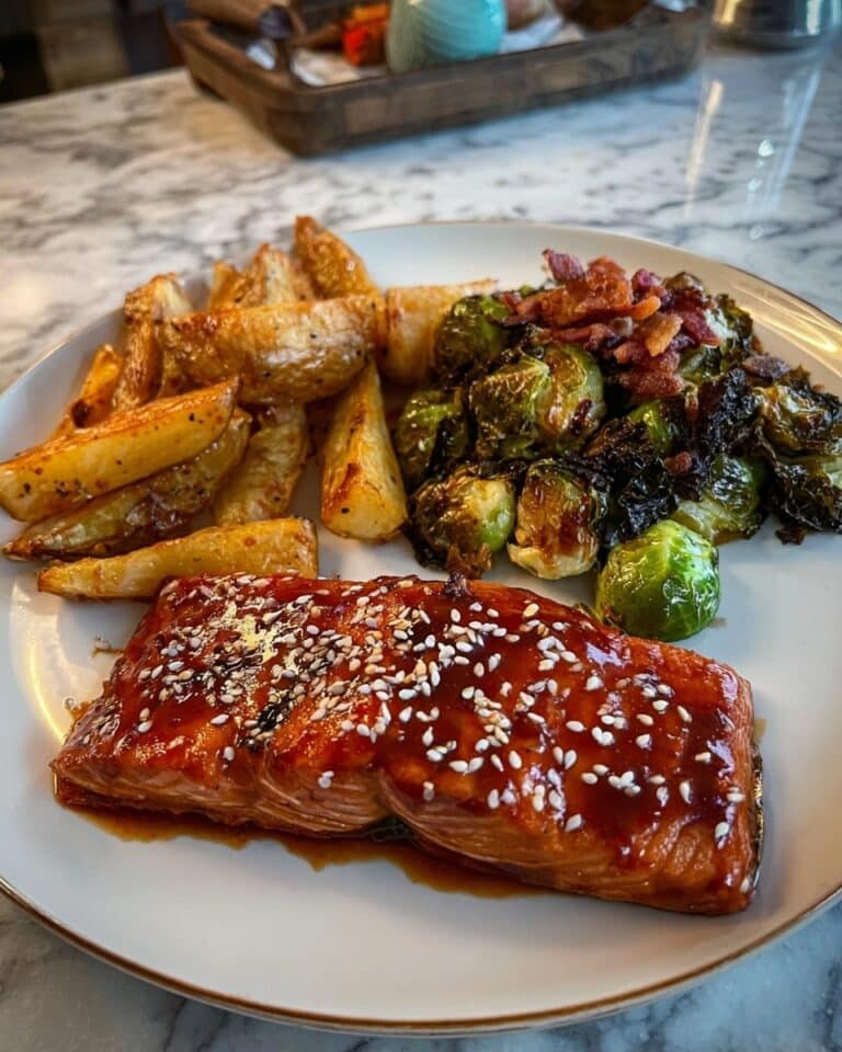 Maple Glazed Salmon with Roasted Brussels Sprouts Recipe