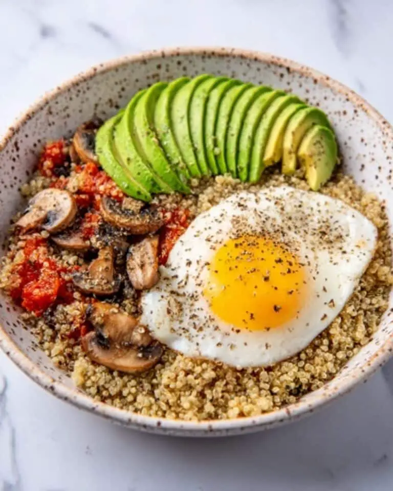 Savory Quinoa Breakfast Bowl with Avocado and Spinach Recipe