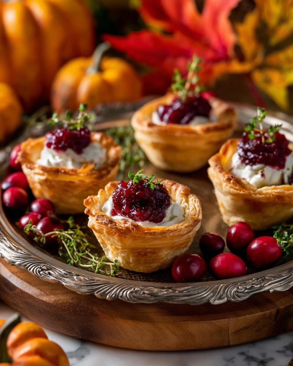 Seven small pastries are arranged on a round white plate placed on a white marbled surface with a green cloth napkin beside it. Each pastry has a golden, flaky puff pastry base that folds around a middle filling. The filling has two main layers: a bottom layer of reddish, jelly-like jam and a top layer of chopped nuts mixed with a slight syrupy texture, giving a crunchy appearance. The puff pastry is slightly raised and folded irregularly around the filling, creating a textured look. Photo taken with an iphone --ar 4:5 --v 7