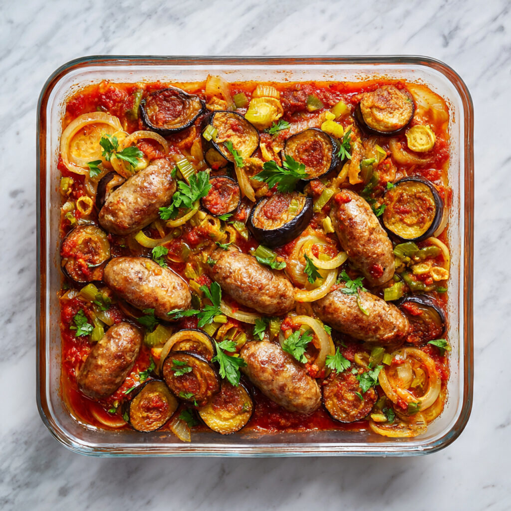Curried Sausages Tray Bake Recipe