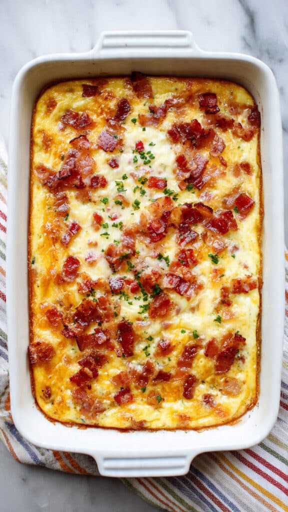 Hearty Make-Ahead Breakfast Casserole with Sausage, Eggs, and Cheddar Recipe