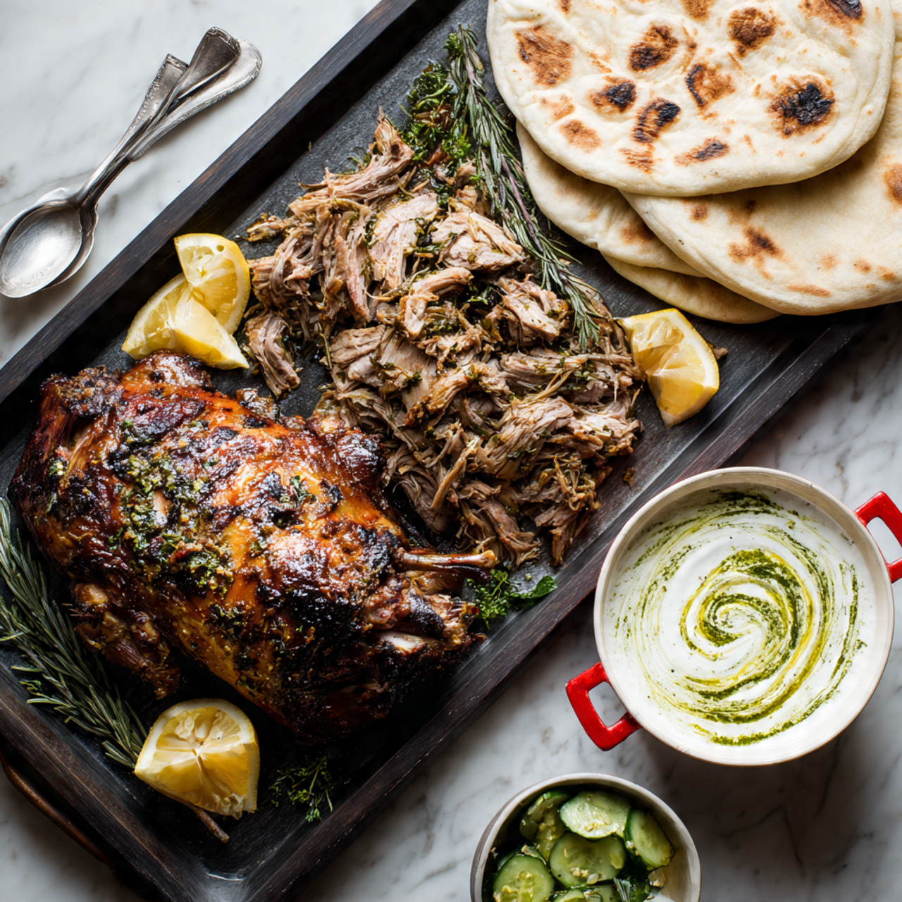 Slow Roasted Garlic and Oregano Lamb Shoulder Recipe - Recipe Image