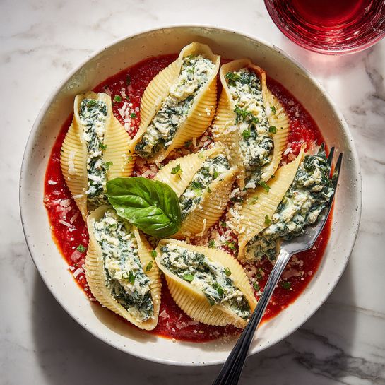Creamy Spinach and Ricotta Stuffed Shells Recipe - Recipe Image
