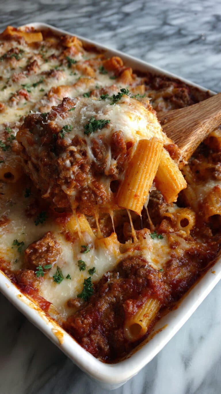 Baked Ziti with Ricotta and Mozzarella Recipe