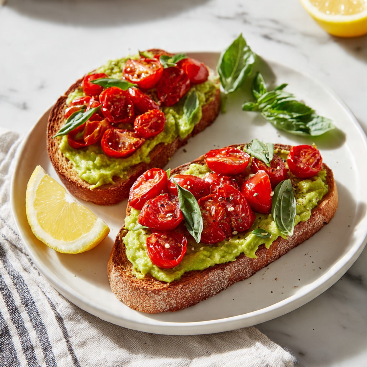 Avocado Toast with Cherry Tomatoes Recipe - Recipe Image