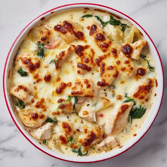 5-Ingredient Chicken and Mushroom Pasta Bake Recipe - Recipe Image