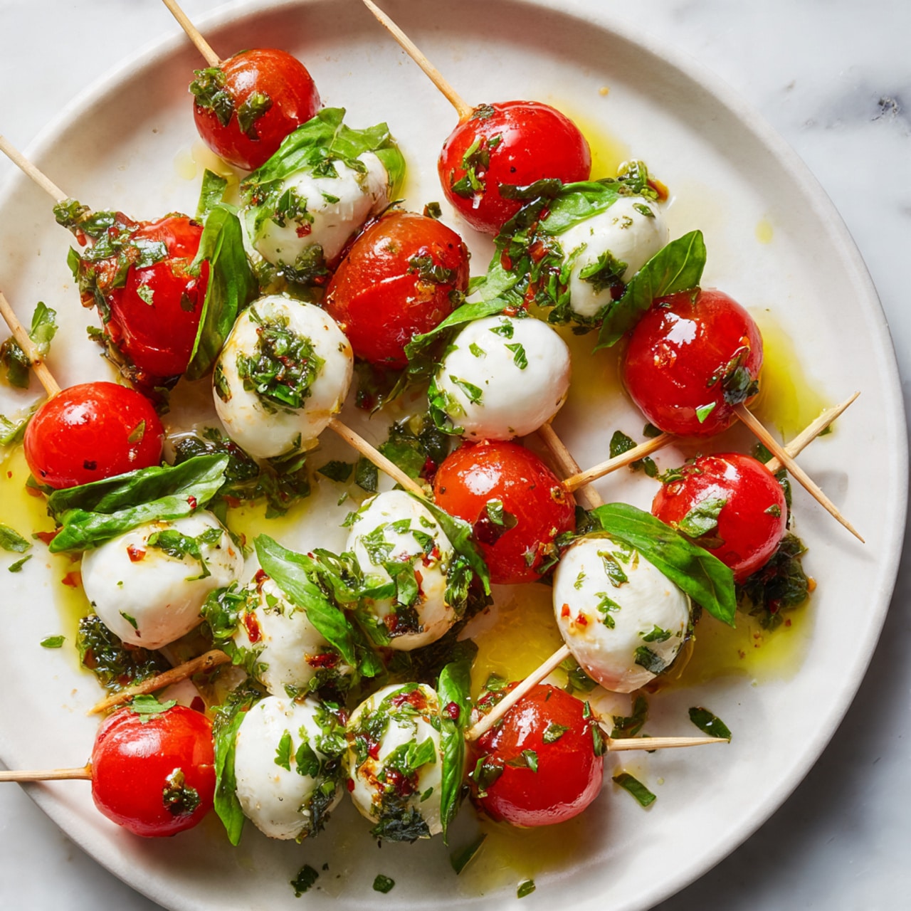 Mini Caprese Skewers: Fresh Tomato, Mozzarella, and Basil Appetizer Recipe - Recipe Image
