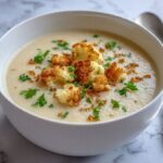 Roasted Garlic Cheddar Cauliflower Soup Recipe