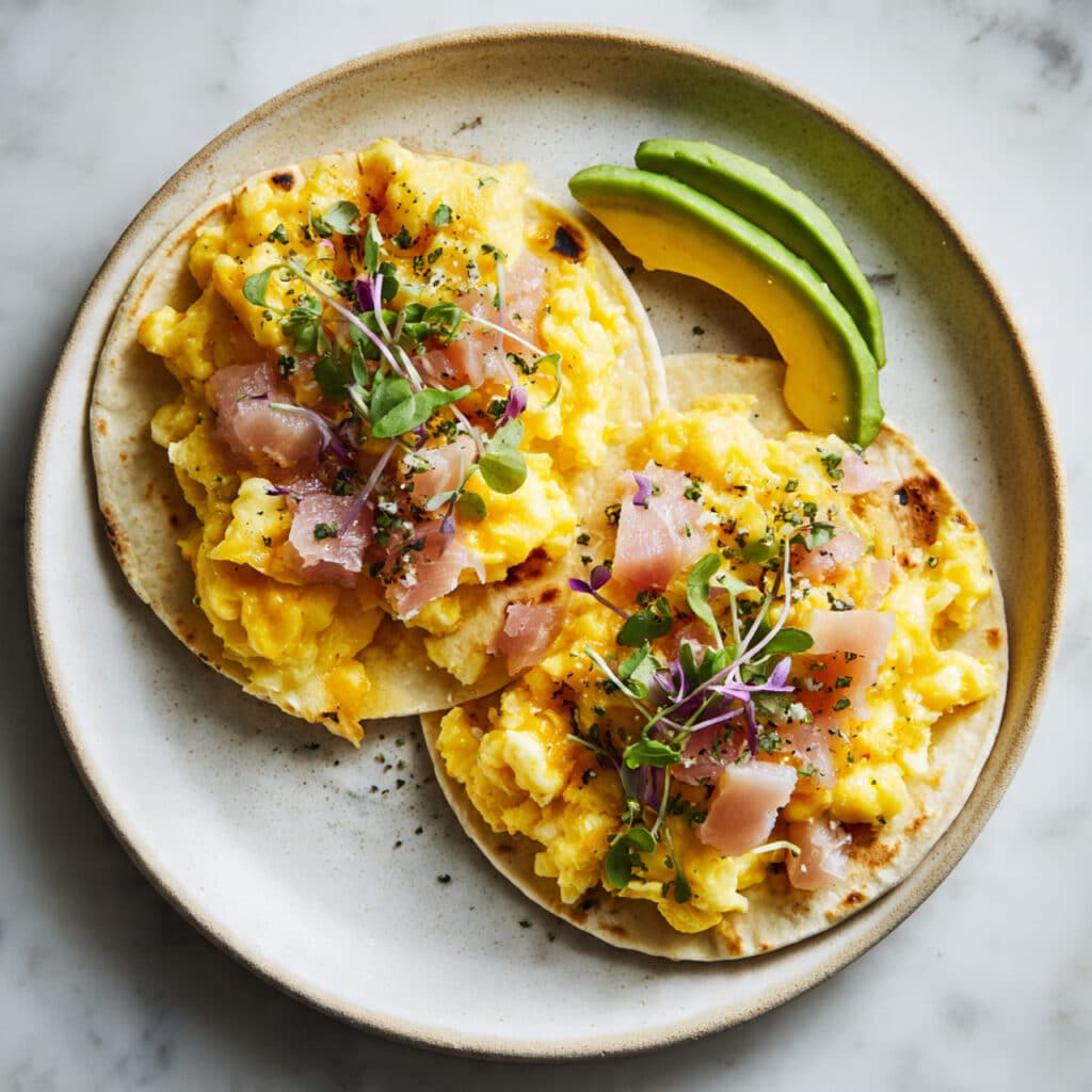 Salmon, Egg, and Avocado Breakfast Tacos Recipe
