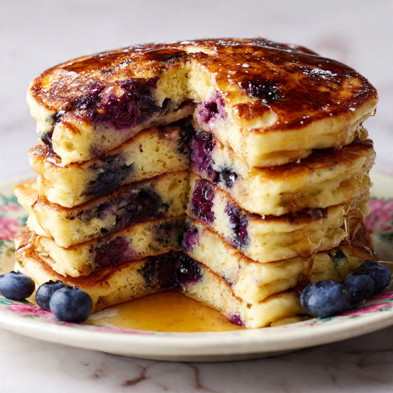 Lemon Blueberry Buttermilk Pancakes Recipe - Recipe Image