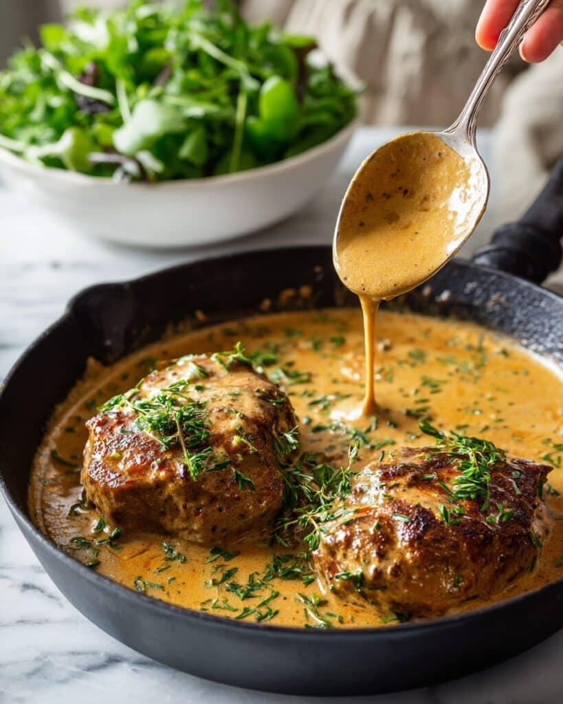 Beef Steak in Creamy Garlic Sauce Recipe