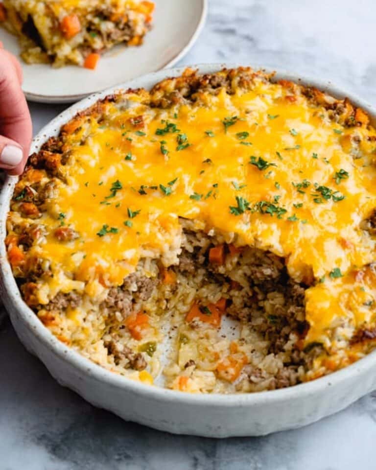 Cheesy Hamburger Rice Casserole Recipe