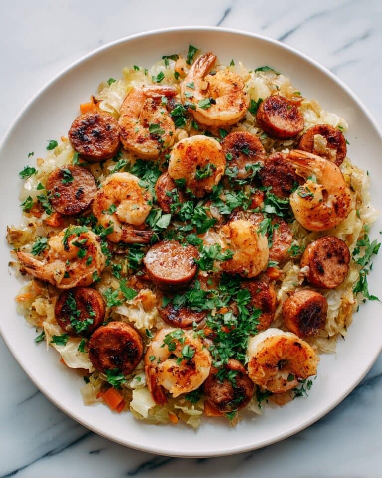 Fried Cabbage with Shrimp and Sausage Recipe