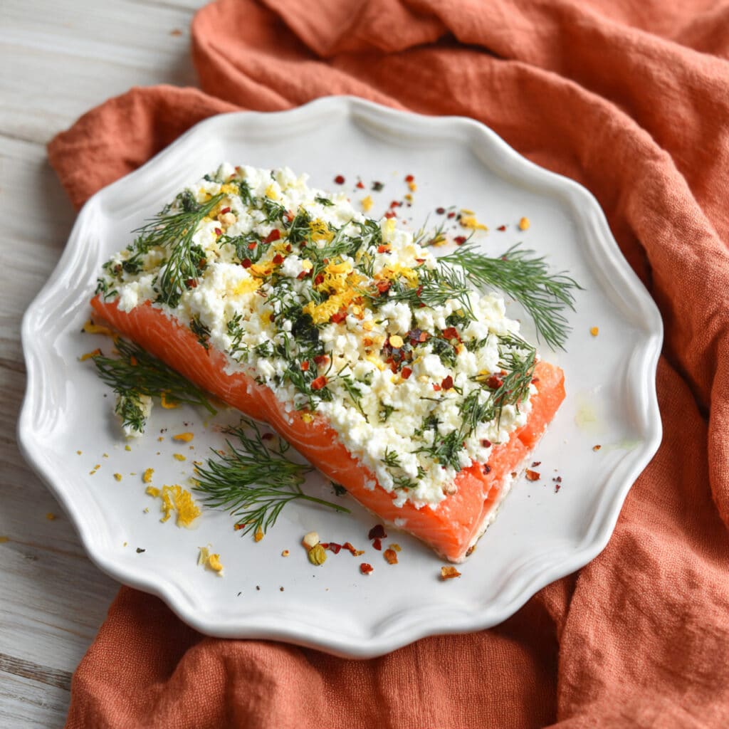 Roasted Salmon with Feta and Herbs Recipe