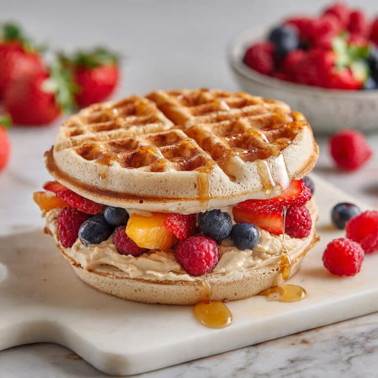 Peanut Butter & Berries Waffle Sandwich Recipe
