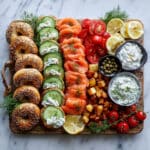 Salmon Bagel Board with Fresh Toppings and Spreads Recipe