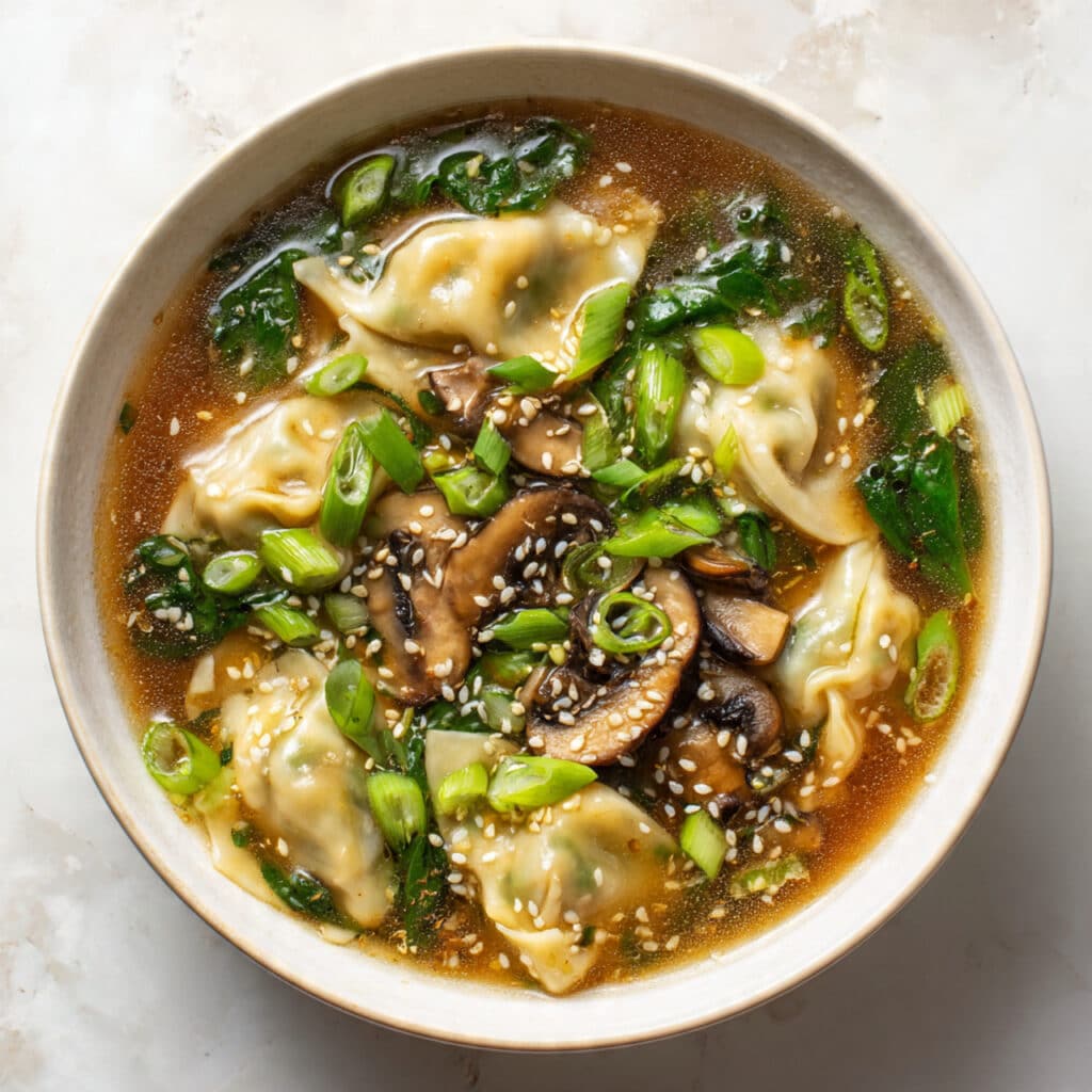 Potsticker Soup with Mushrooms & Bok Choy Recipe