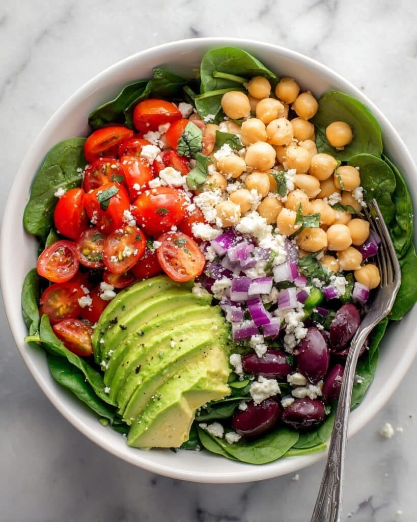 Vibrant Vegetarian Salad Bowl with Avocado, Chickpeas, and Vegetables Recipe