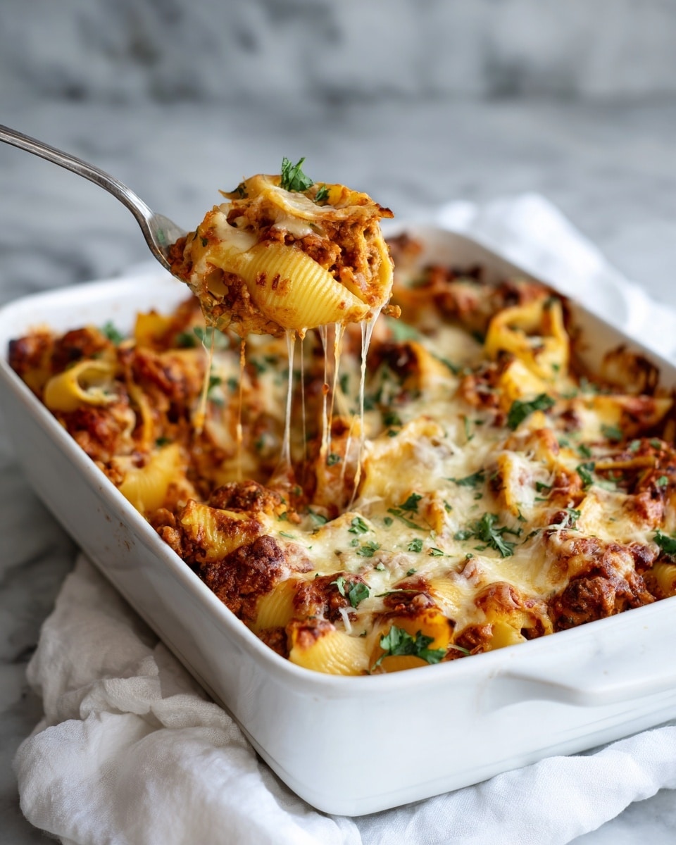 The image shows a white rectangular baking dish filled with a layered cheesy casserole. The bottom layer is a melted cheese base with a golden color, topped with scattered cooked ground beef pieces. Above the beef, there are chopped fresh red tomatoes and small diced green onions and white onions spread evenly. Dots of yellow cheese are melted in patches on top, with some pieces of diced red and white onions visible as well. The dish is placed on a white marbled surface. photo taken with an iphone --ar 4:5 --v 7