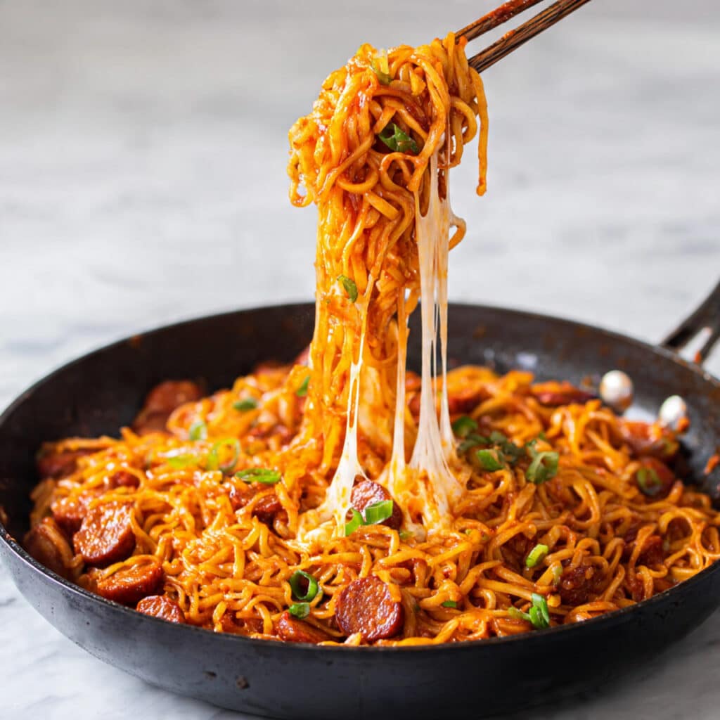 Spicy Korean Ramen with Melted Cheese Recipe