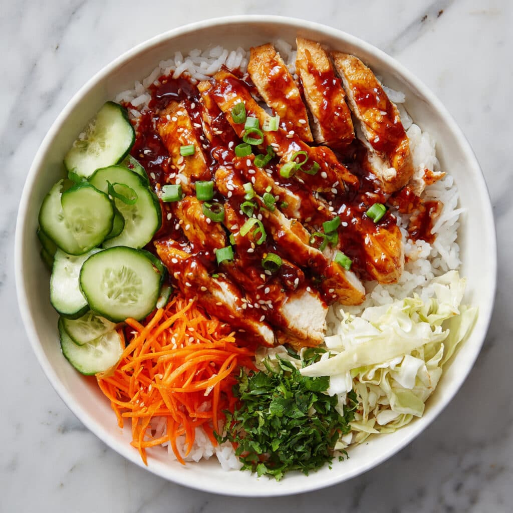 Korean BBQ Chicken Bowls with Gochujang Cream Sauce Recipe