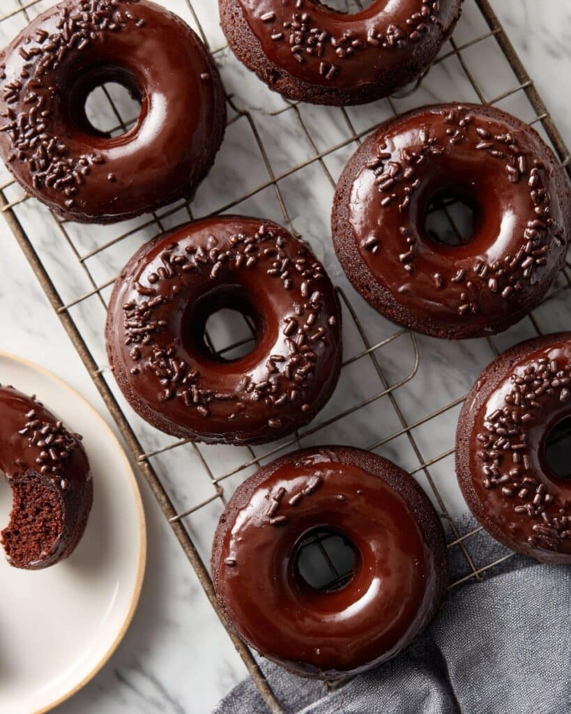 Chocolate Covered Baked Donuts with Rich Chocolate Glaze Recipe