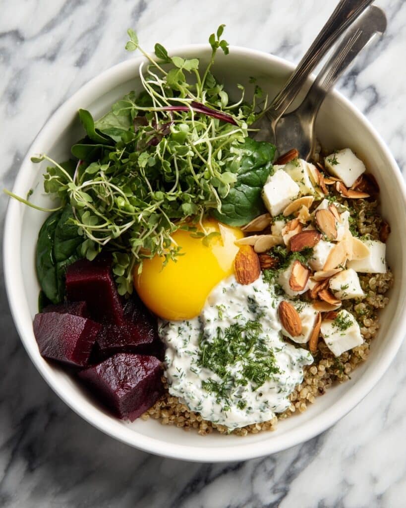 Savory Barley Breakfast Bowl with Mushrooms and Spinach Recipe