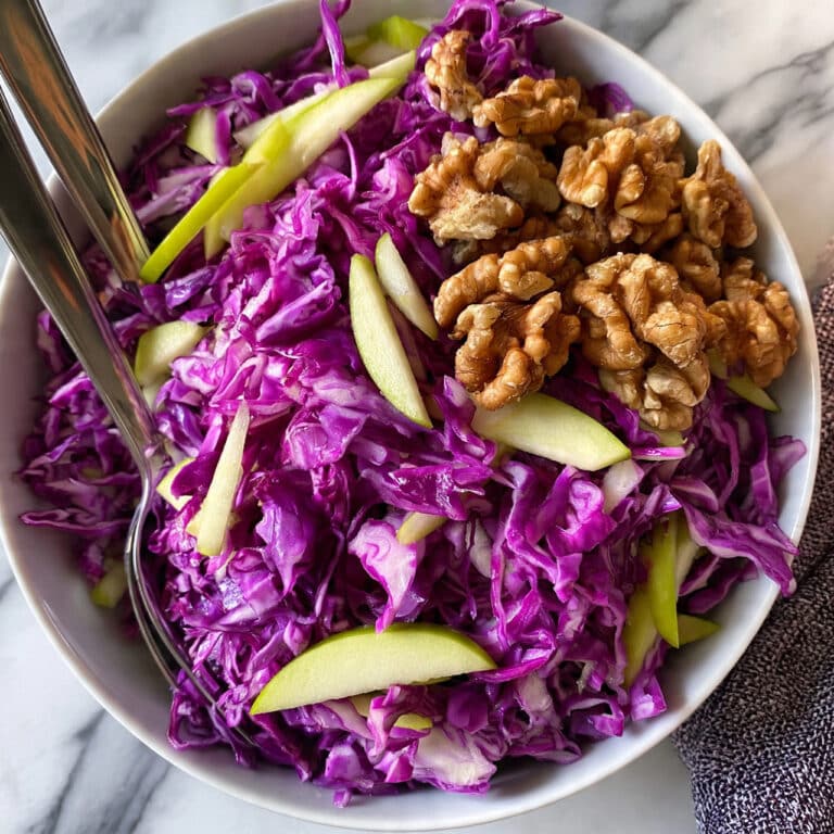 Red Cabbage Salad with Apples, Walnuts, and Tangy Apple Cider Vinaigrette Recipe