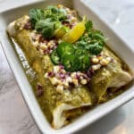 Beef Enchiladas with Green Sauce and Melted Cheese Recipe