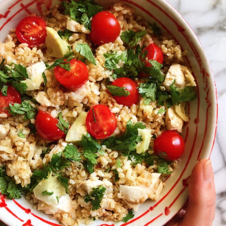 Cold Italian Rice Salad with Vegetables, Mozzarella, and Herb Vinaigrette Recipe