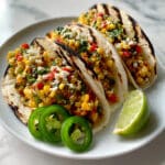 Grilled Corn Tacos with Smoky Veggie Filling and Lime Crema Recipe