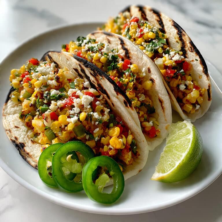 Grilled Corn Tacos with Smoky Veggie Filling and Lime Crema Recipe