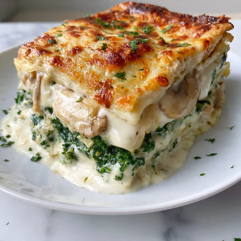 Creamy Spinach Mushroom Lasagna Recipe