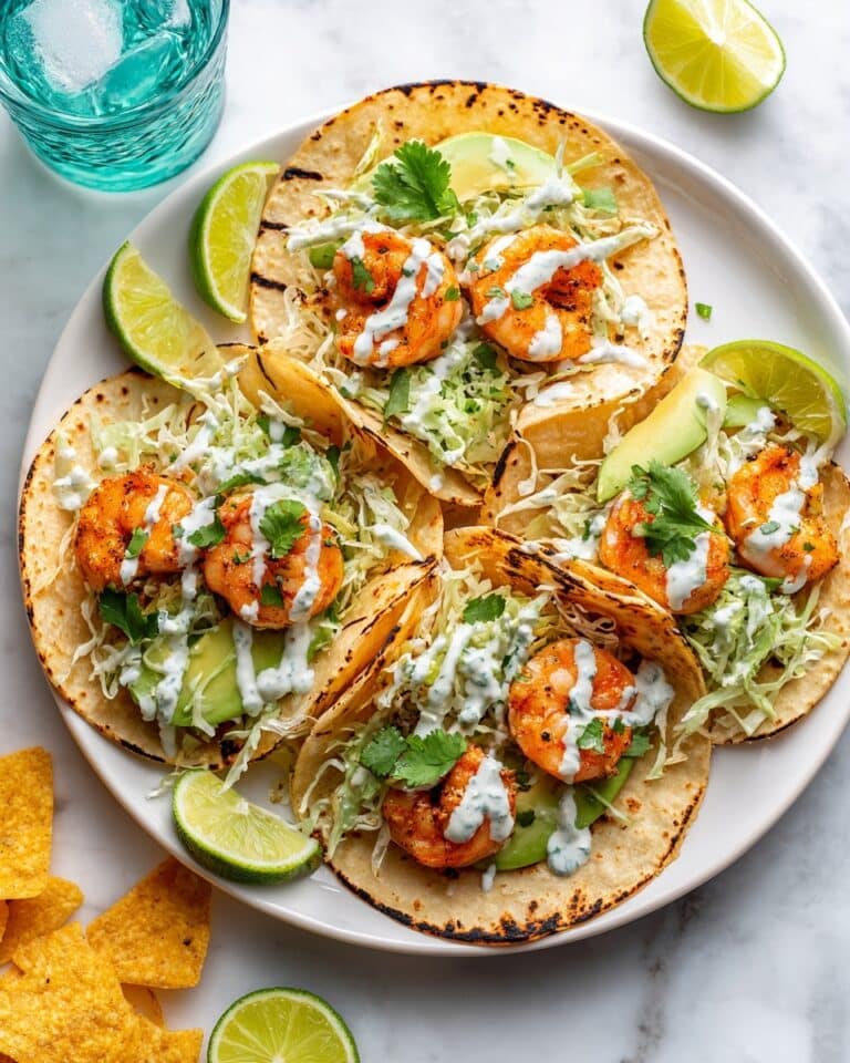 Shrimp Tacos with Lime Sauce and Cabbage Slaw Recipe