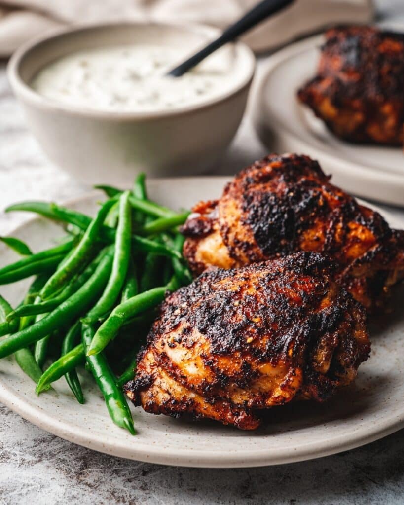 Dry Rub Grilled Chicken Thighs with White Alabama Barbecue Sauce Recipe