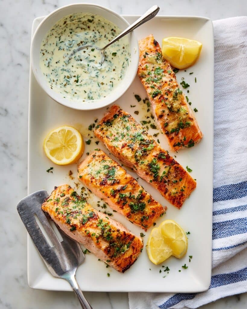 Lemon Grilled Salmon with Cilantro Sauce Recipe