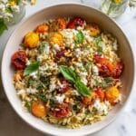Greek Orzo with Tomatoes, Olives, Basil, and Feta Recipe