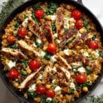 Greek Chicken with Lemon Rice and Roasted Tomatoes Recipe