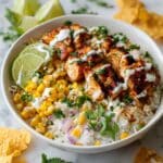 Chicken Corn Rice Bowls with Lime Dressing Recipe