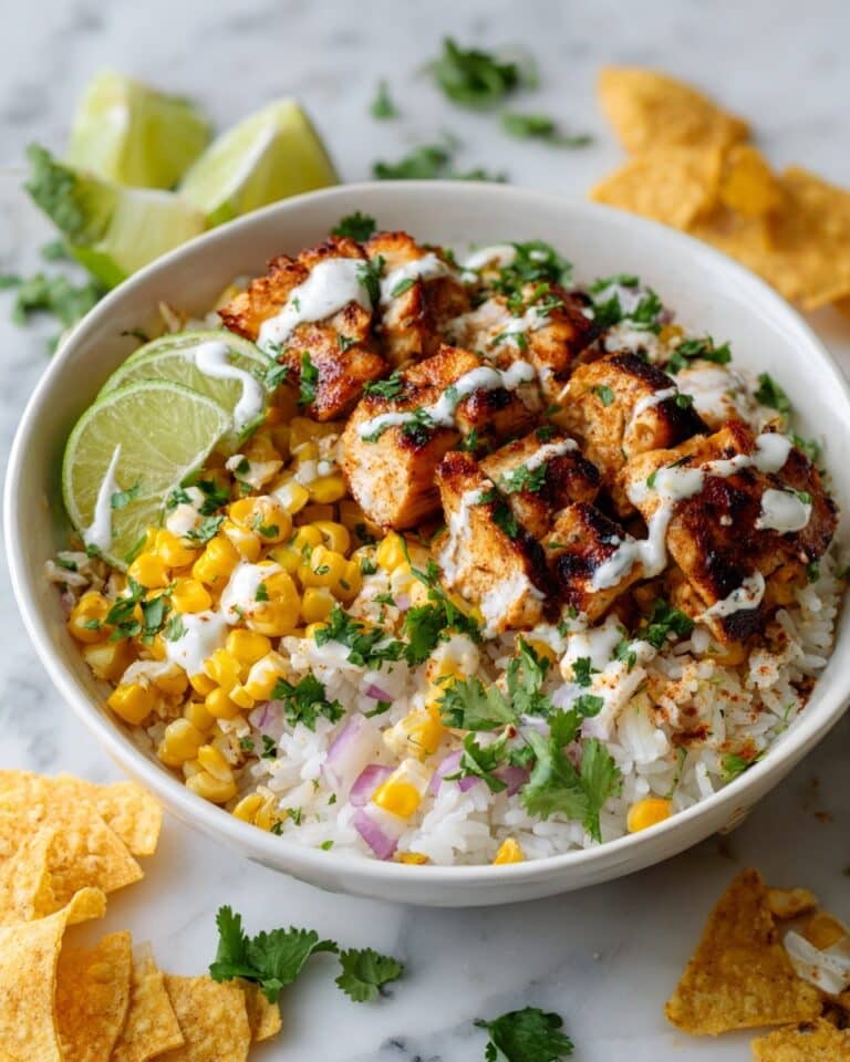 Chicken Corn Rice Bowls with Lime Dressing Recipe