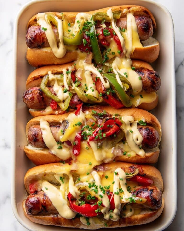 Grilled Brats with Peppers and Onions Recipe