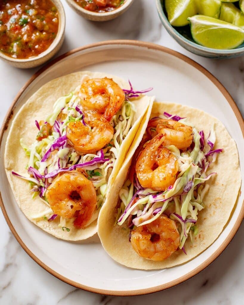 Shrimp Tacos with Cabbage Slaw and Lime Sauce Recipe