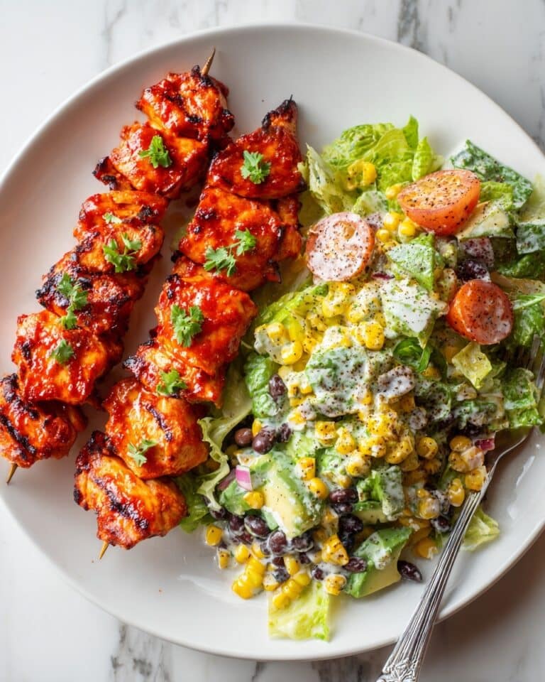 BBQ Chicken Skewer Salad with Smoky Dressing Recipe