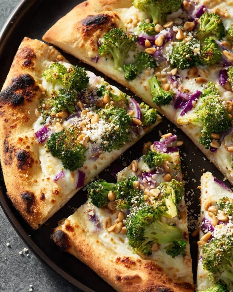 Broccoli White Pizza with Ricotta and Mozzarella Recipe